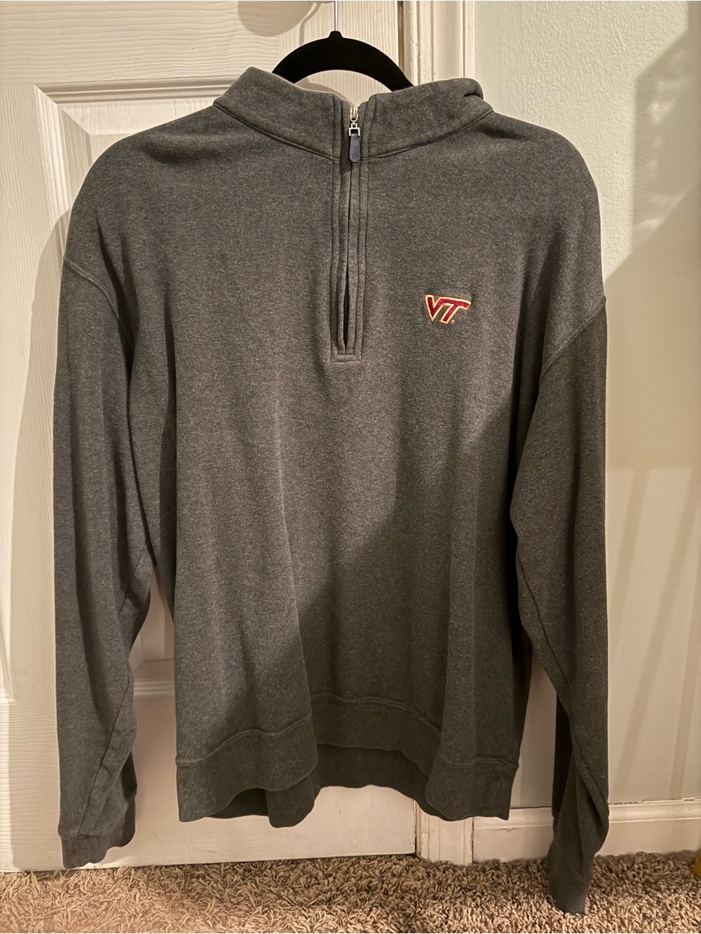 Peter Millar Charcoal Gray Quarter-Zip with VT Logo